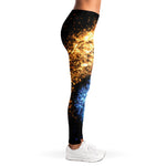 Fire And Ice Sparkle Yin Yang Print Women's Leggings