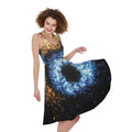 Fire And Ice Sparkle Yin Yang Print Sleeveless Knee Length Dress