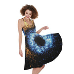 Fire And Ice Sparkle Yin Yang Print Women's Sleeveless Dress