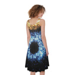 Fire And Ice Sparkle Yin Yang Print Women's Sleeveless Dress