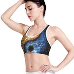 Fire And Ice Sparkle Yin Yang Print Women's Sports Bra