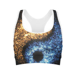 Fire And Ice Sparkle Yin Yang Print Women's Sports Bra