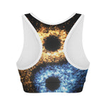 Fire And Ice Sparkle Yin Yang Print Women's Sports Bra