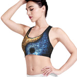 Fire And Ice Sparkle Yin Yang Print Women's Sports Bra