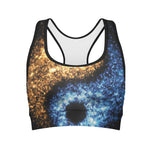 Fire And Ice Sparkle Yin Yang Print Women's Sports Bra