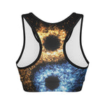 Fire And Ice Sparkle Yin Yang Print Women's Sports Bra