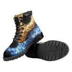 Fire And Ice Sparkle Yin Yang Print Work Boots