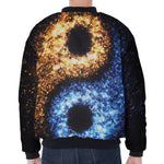 Fire And Ice Sparkle Yin Yang Print Zip Sleeve Bomber Jacket