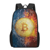 Fire And Water Bitcoin Print 17 Inch Backpack