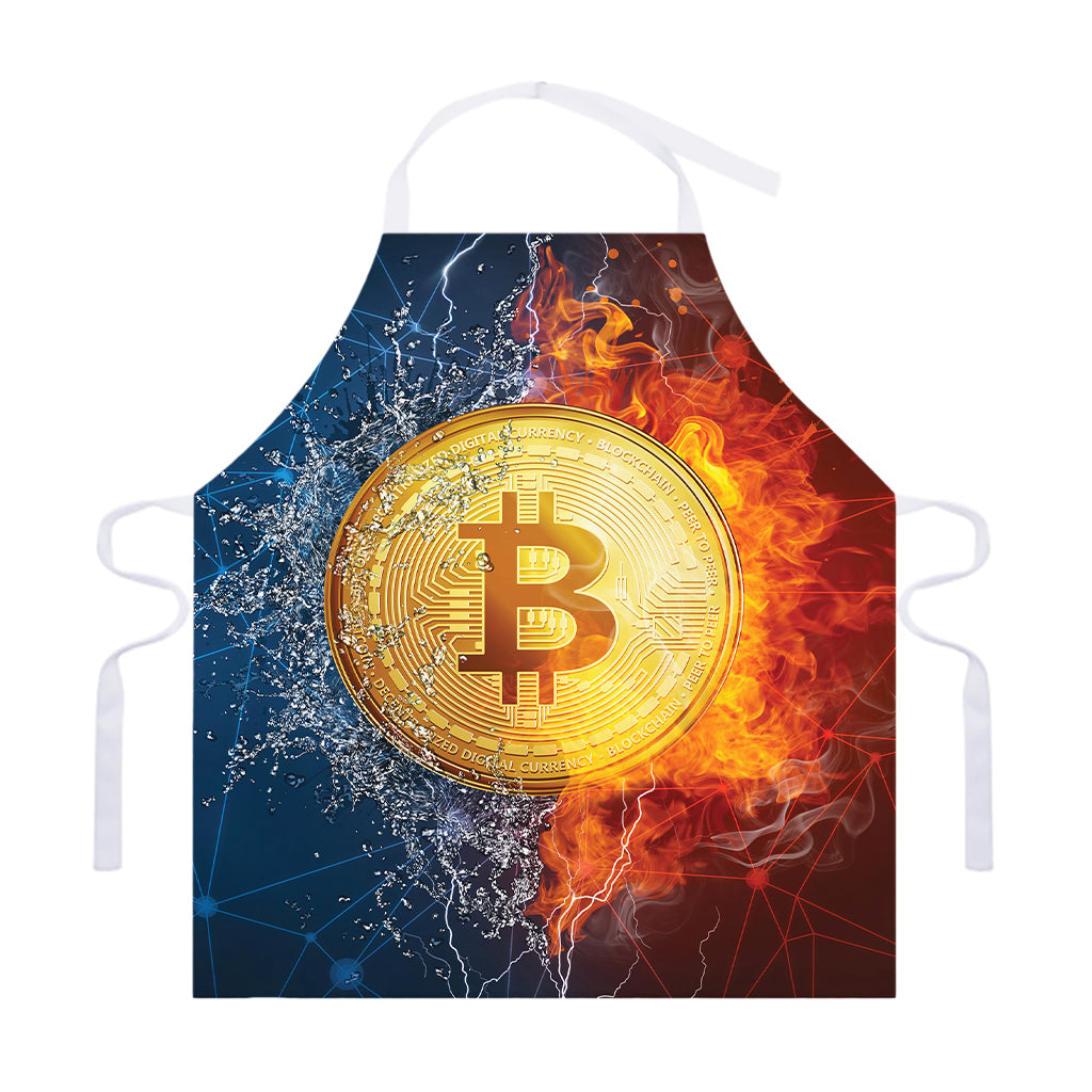 Fire And Water Bitcoin Print Adjustable Apron