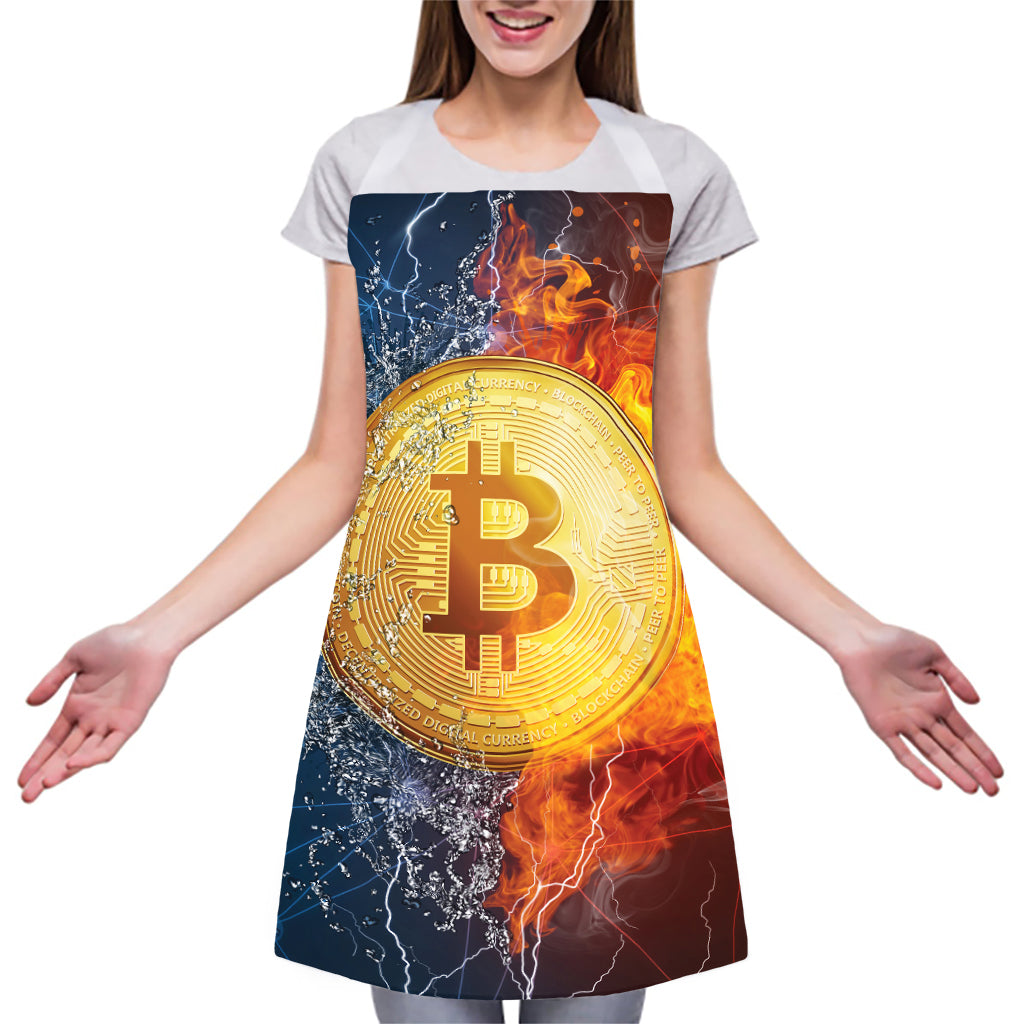 Fire And Water Bitcoin Print Adjustable Apron