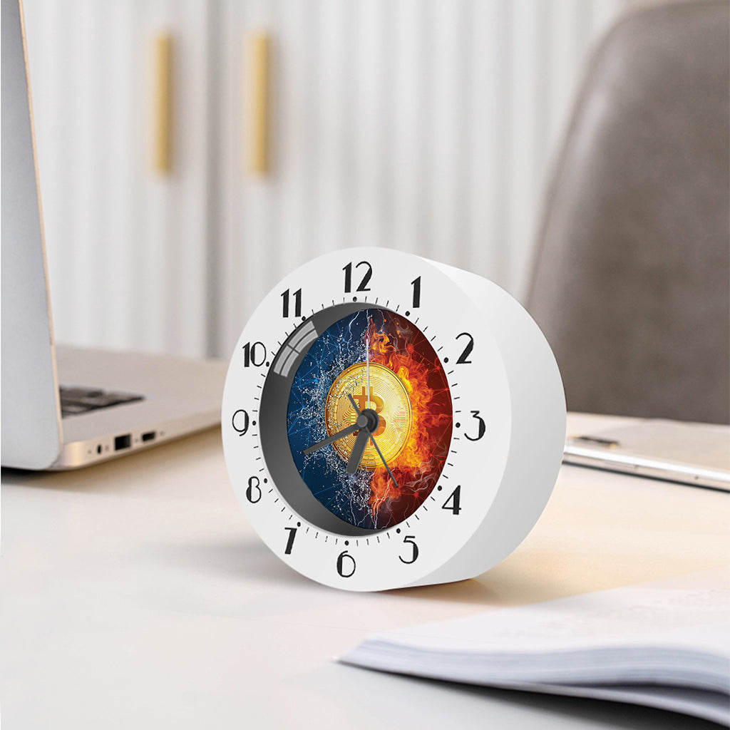 Fire And Water Bitcoin Print Alarm Clock