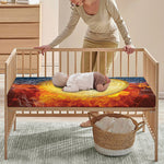 Fire And Water Bitcoin Print Baby Crib Sheet