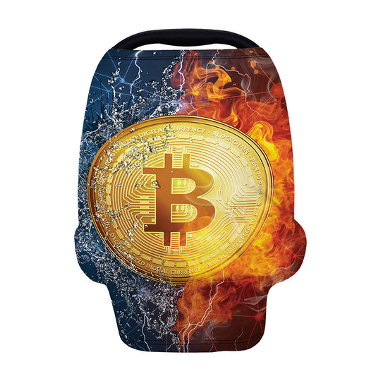 Fire And Water Bitcoin Print Baby Seat Cover