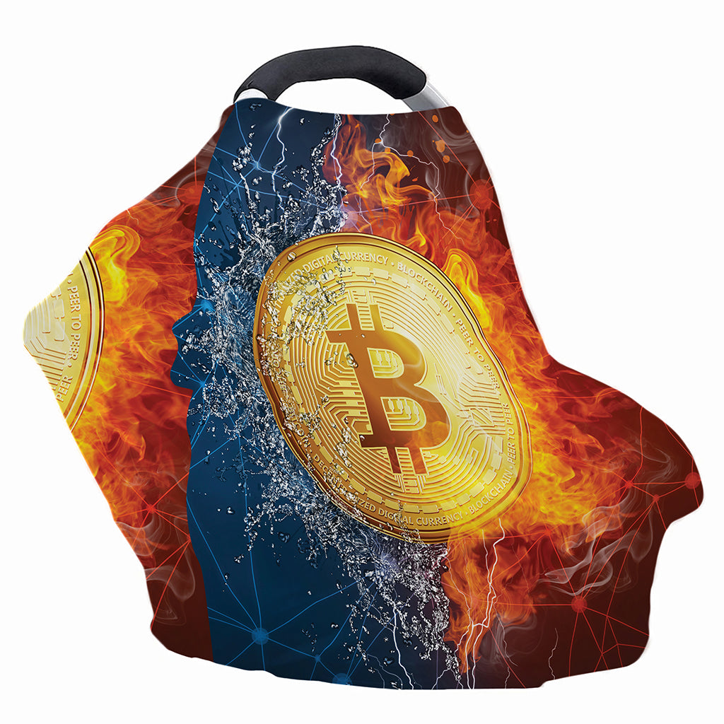 Fire And Water Bitcoin Print Baby Seat Cover