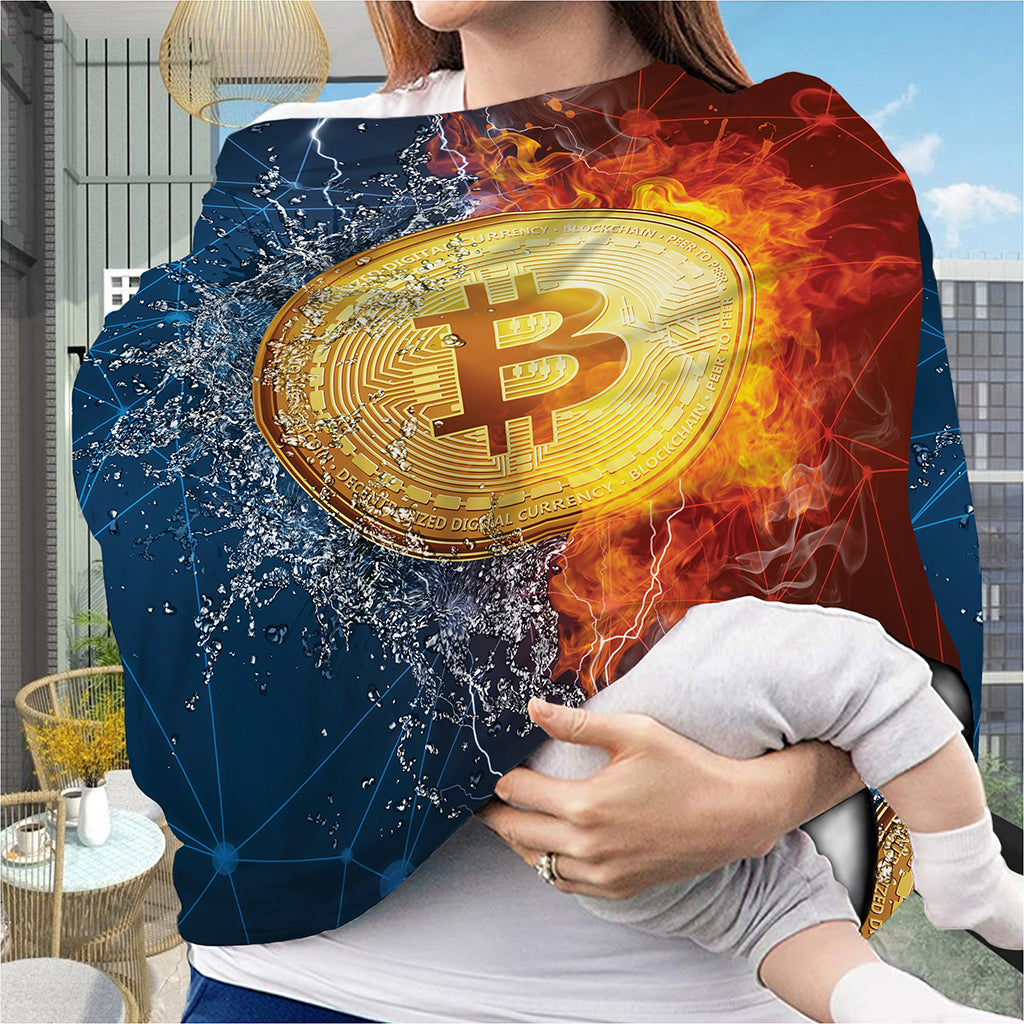 Fire And Water Bitcoin Print Baby Seat Cover