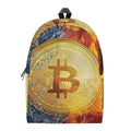 Fire And Water Bitcoin Print School Backpack