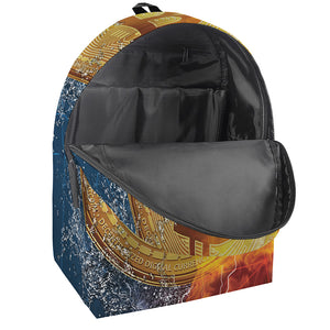 Fire And Water Bitcoin Print Backpack