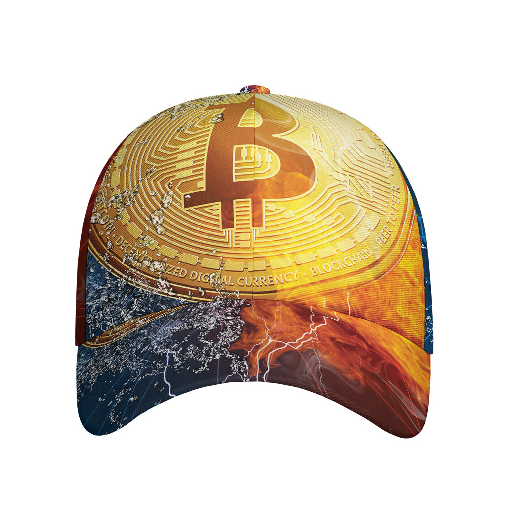 Fire And Water Bitcoin Print Baseball Cap