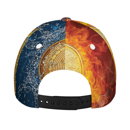 Fire And Water Bitcoin Print Baseball Cap