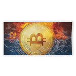 Fire And Water Bitcoin Print Beach Towel