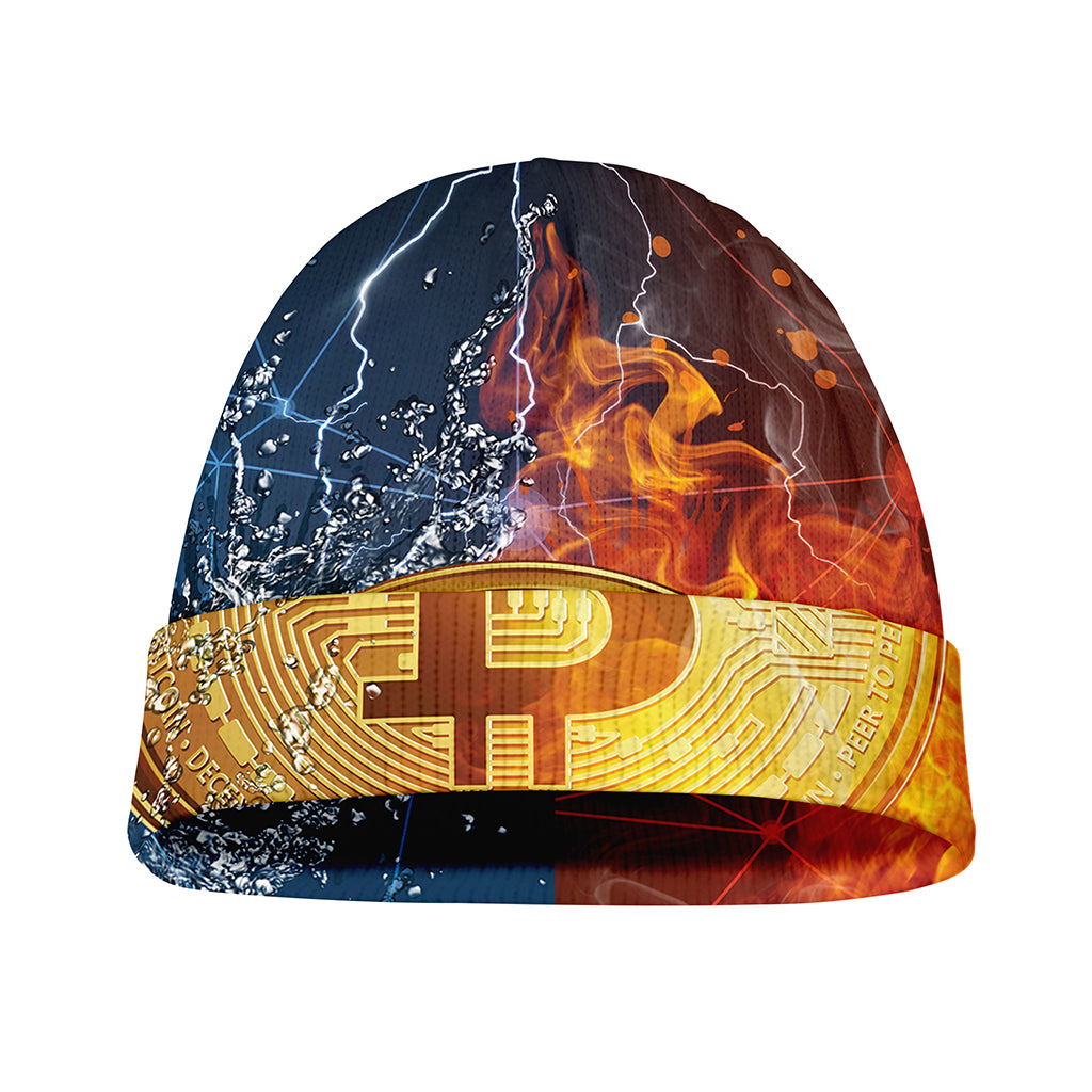 Fire And Water Bitcoin Print Beanie