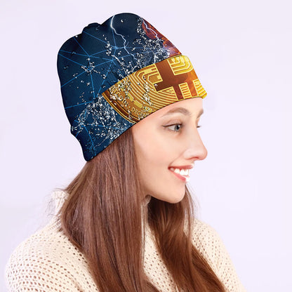 Fire And Water Bitcoin Print Beanie