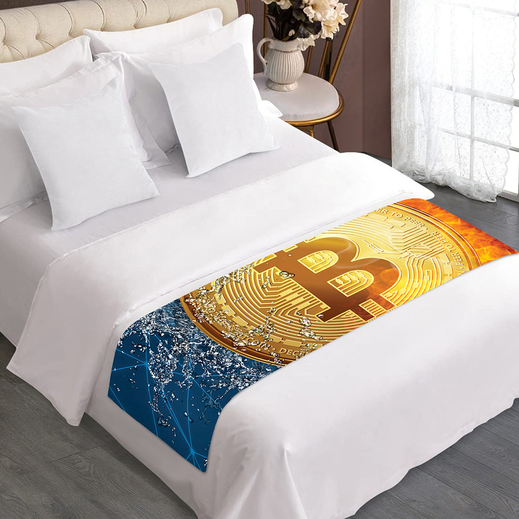 Fire And Water Bitcoin Print Bed Runner