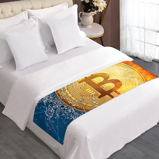 Fire And Water Bitcoin Print Bed Runner