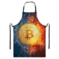 Fire And Water Bitcoin Print Bib Apron With Pocket
