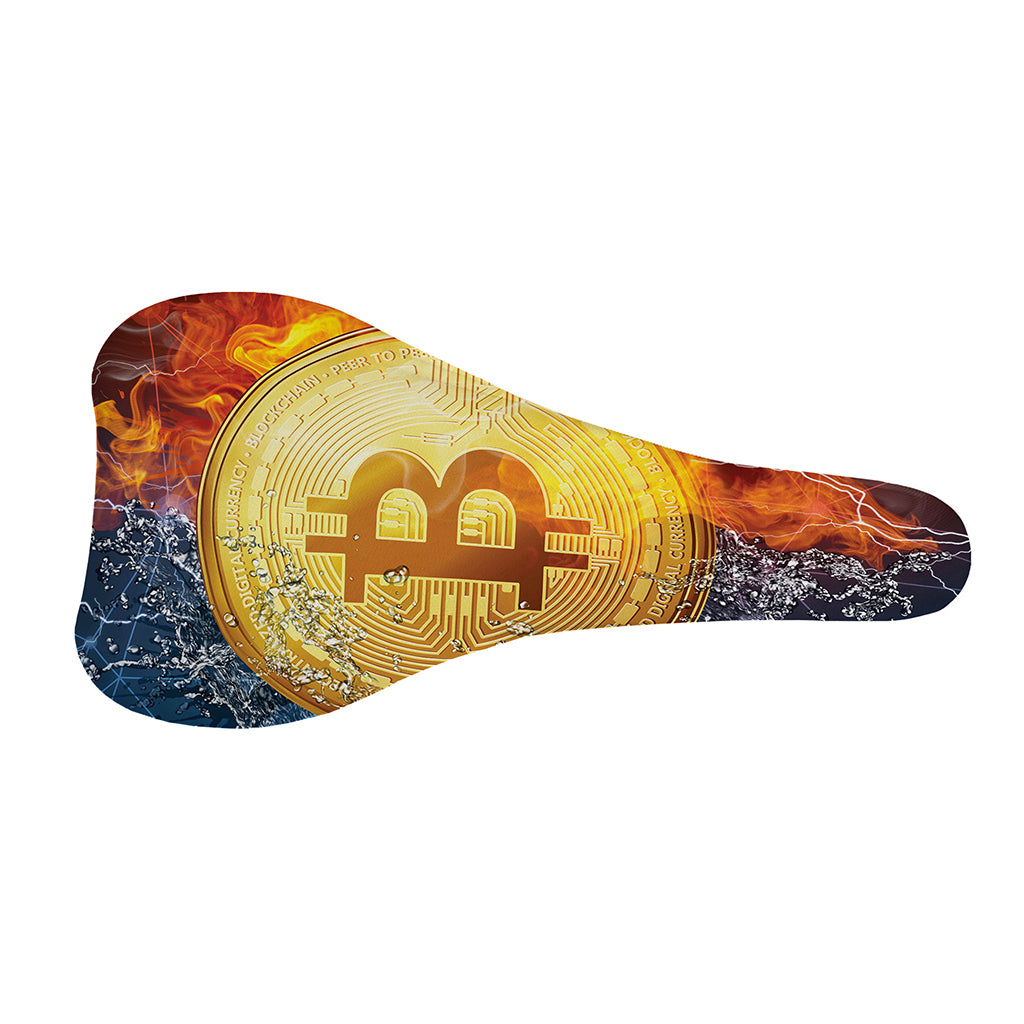 Fire And Water Bitcoin Print Bicycle Seat Cover