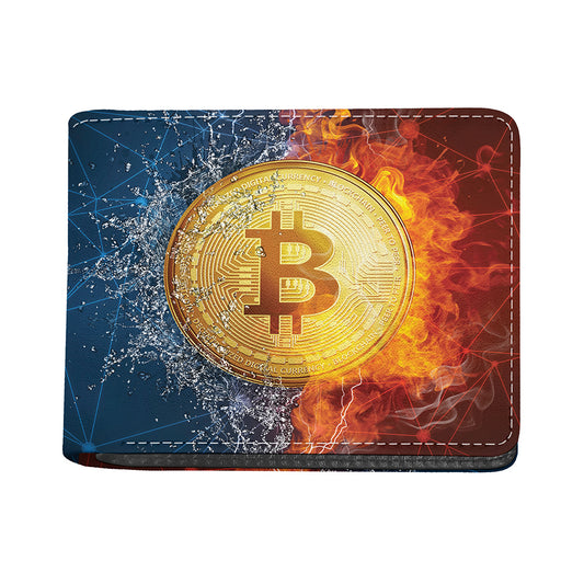 Fire And Water Bitcoin Print Bifold Wallet