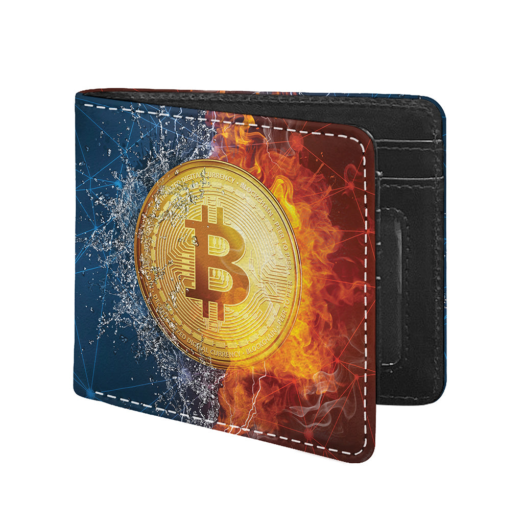 Fire And Water Bitcoin Print Bifold Wallet