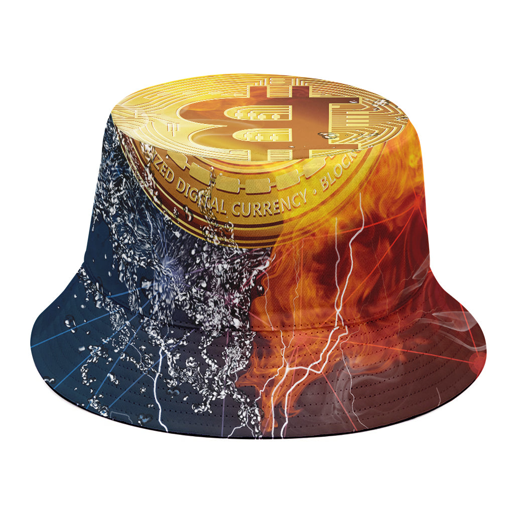 Fire And Water Bitcoin Print Bucket Hat