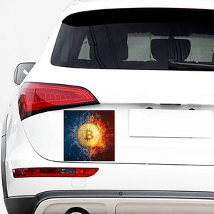 Fire And Water Bitcoin Print Car Sticker