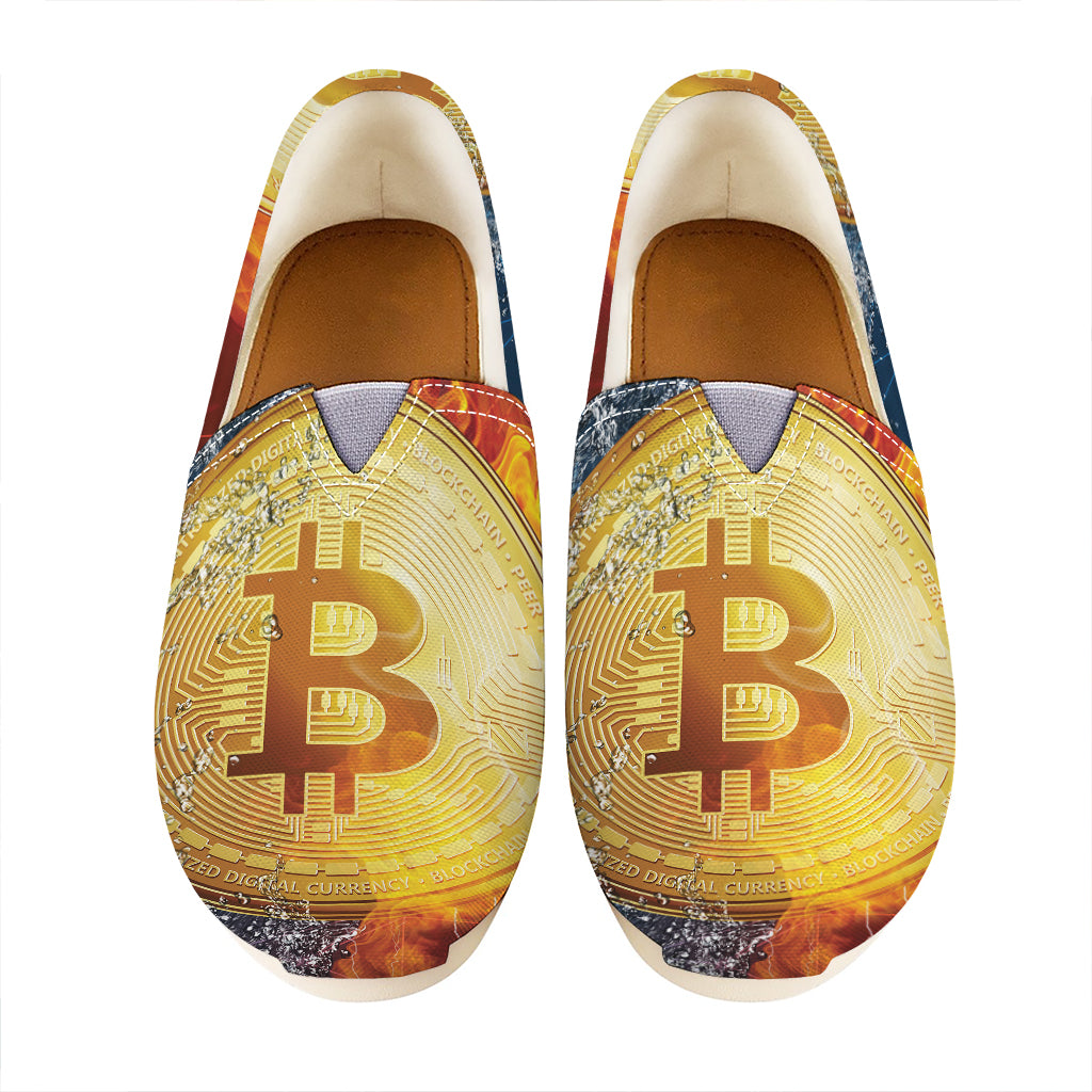 Fire And Water Bitcoin Print Casual Shoes