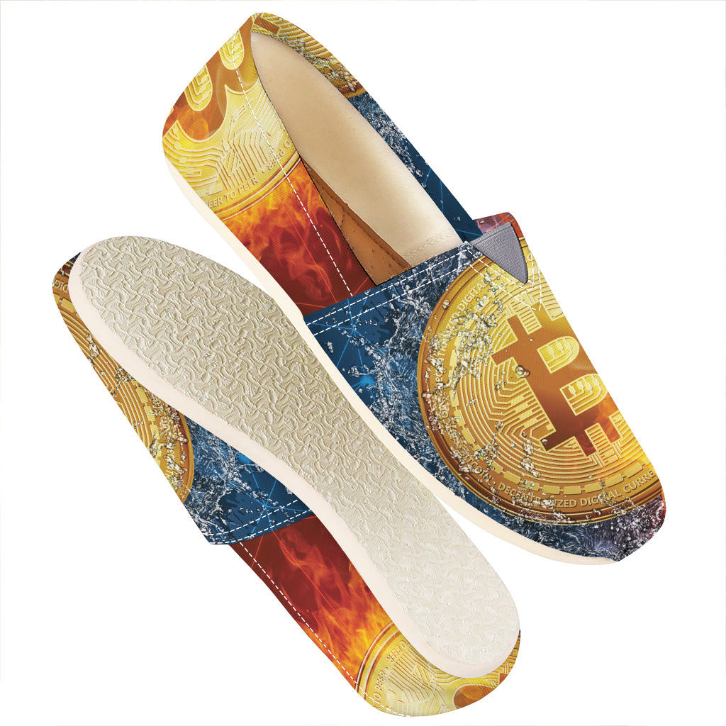 Fire And Water Bitcoin Print Casual Shoes