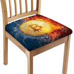 Fire And Water Bitcoin Print Chair Cushion Cover
