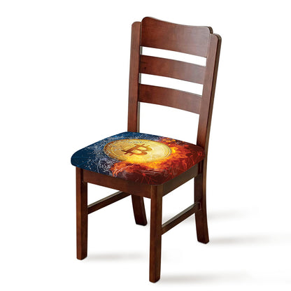 Fire And Water Bitcoin Print Chair Cushion Cover