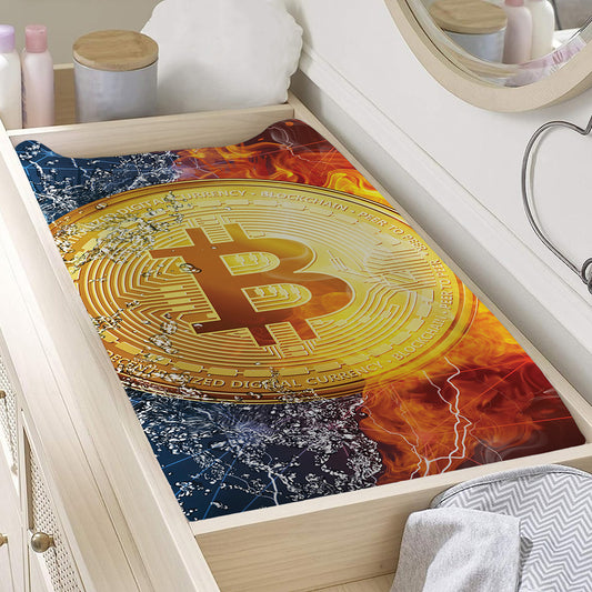 Fire And Water Bitcoin Print Changing Pad Cover