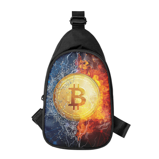 Fire And Water Bitcoin Print Chest Bag