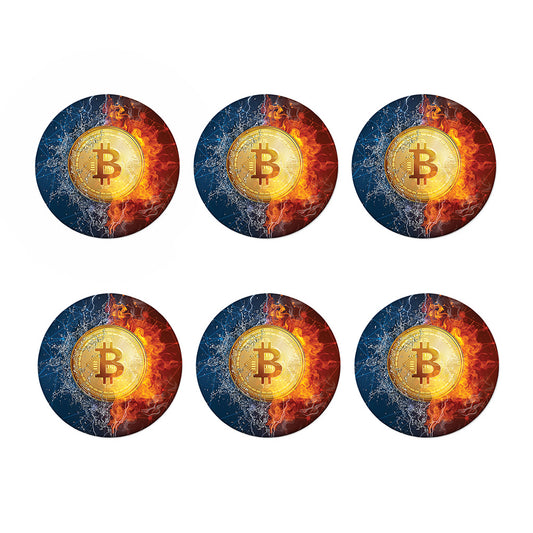 Fire And Water Bitcoin Print Coaster Set
