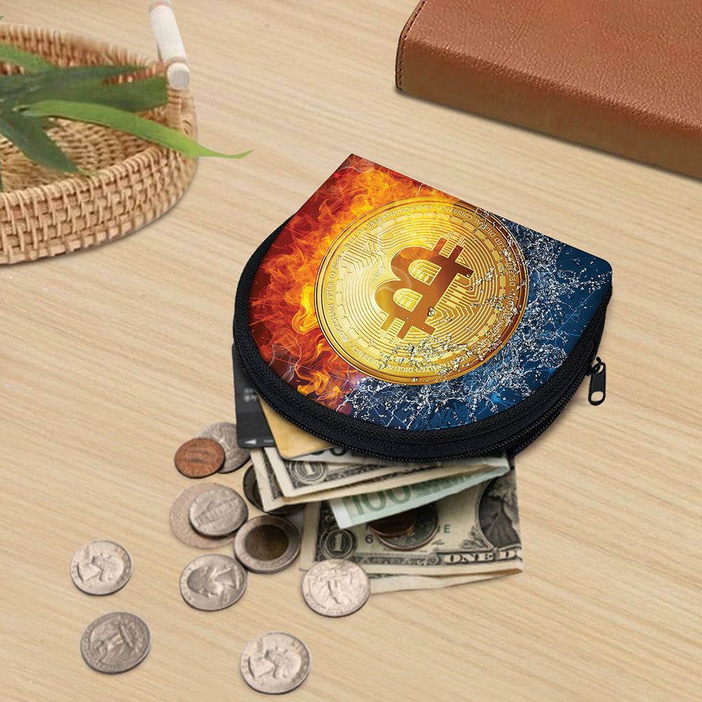 Fire And Water Bitcoin Print Coin Purse