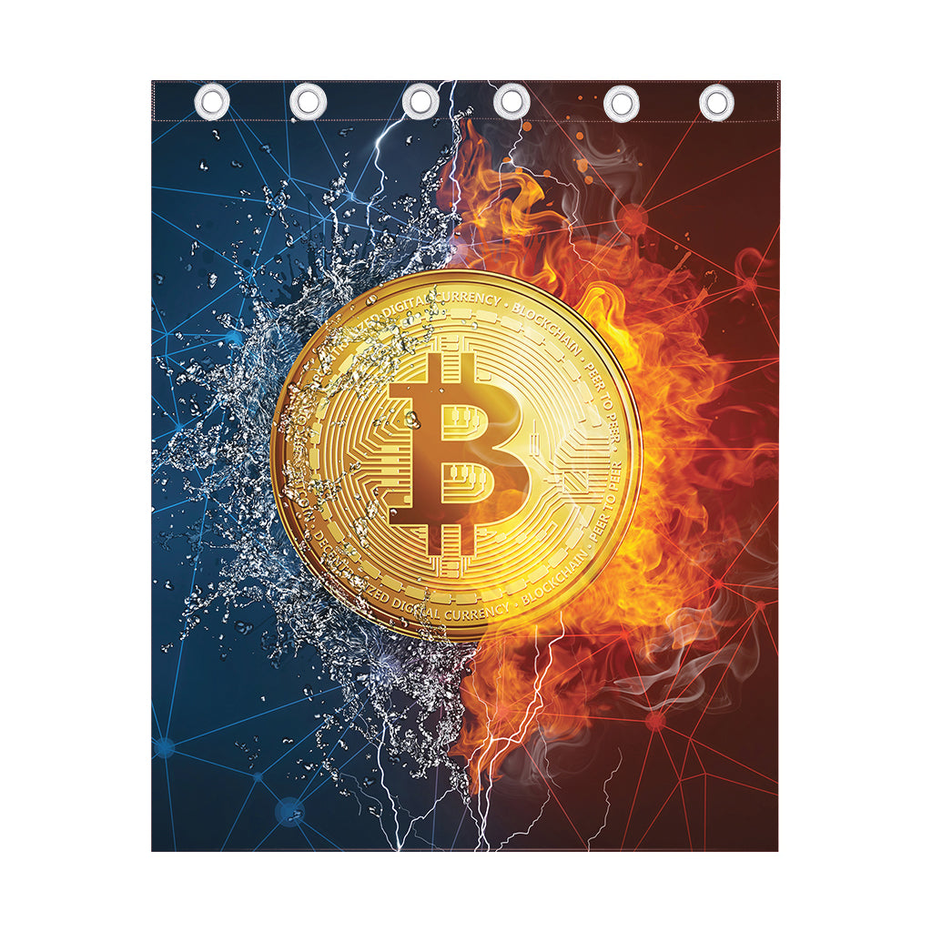 Fire And Water Bitcoin Print Curtain