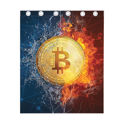Fire And Water Bitcoin Print Curtain