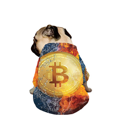 Fire And Water Bitcoin Print Dog Zip Up Jacket
