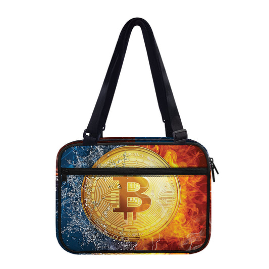 Fire And Water Bitcoin Print Double Strap Bible Bag