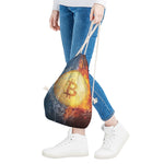 Fire And Water Bitcoin Print Drawstring Bag