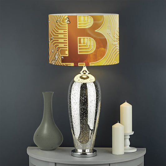 Fire And Water Bitcoin Print Drum Lamp Shade