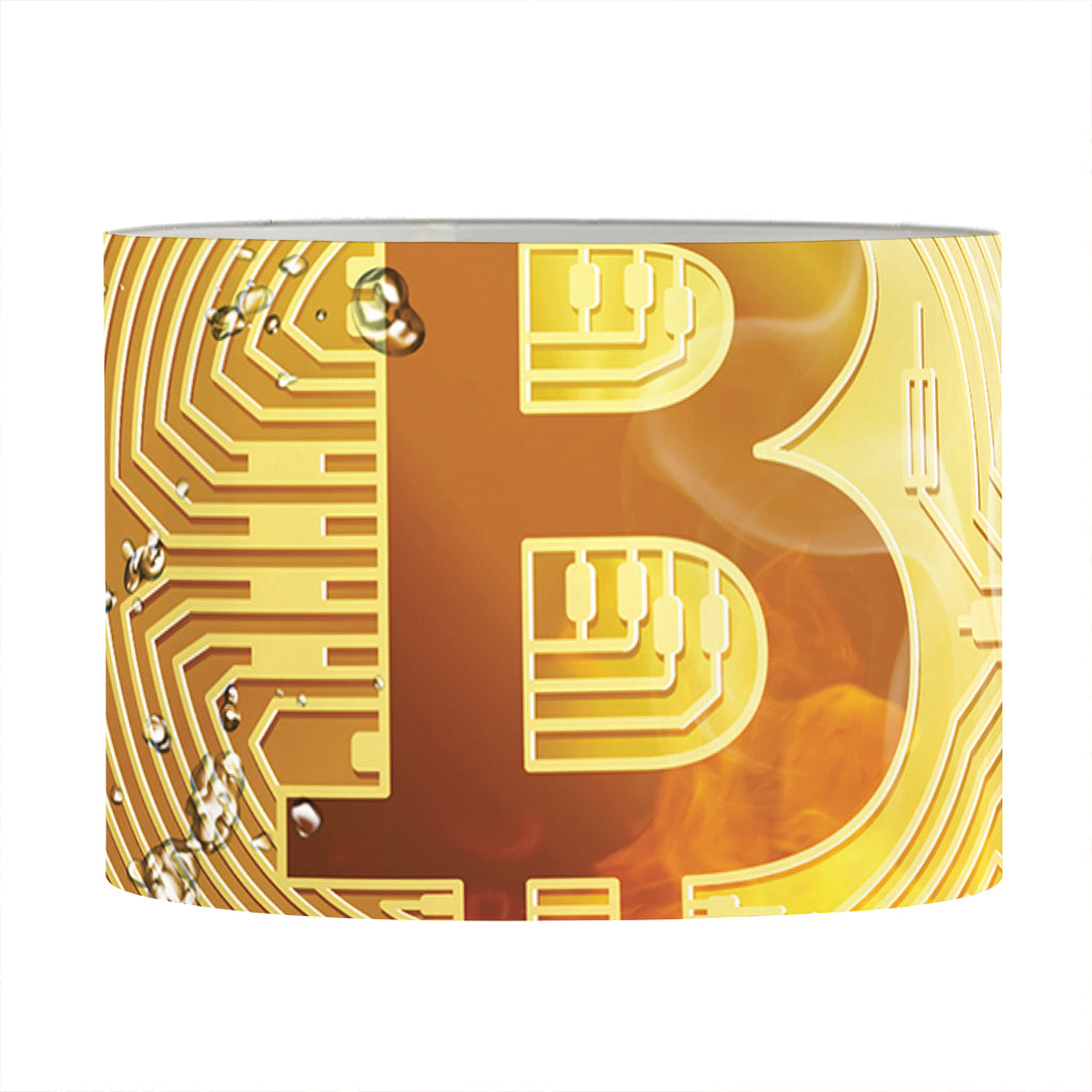 Fire And Water Bitcoin Print Drum Lamp Shade